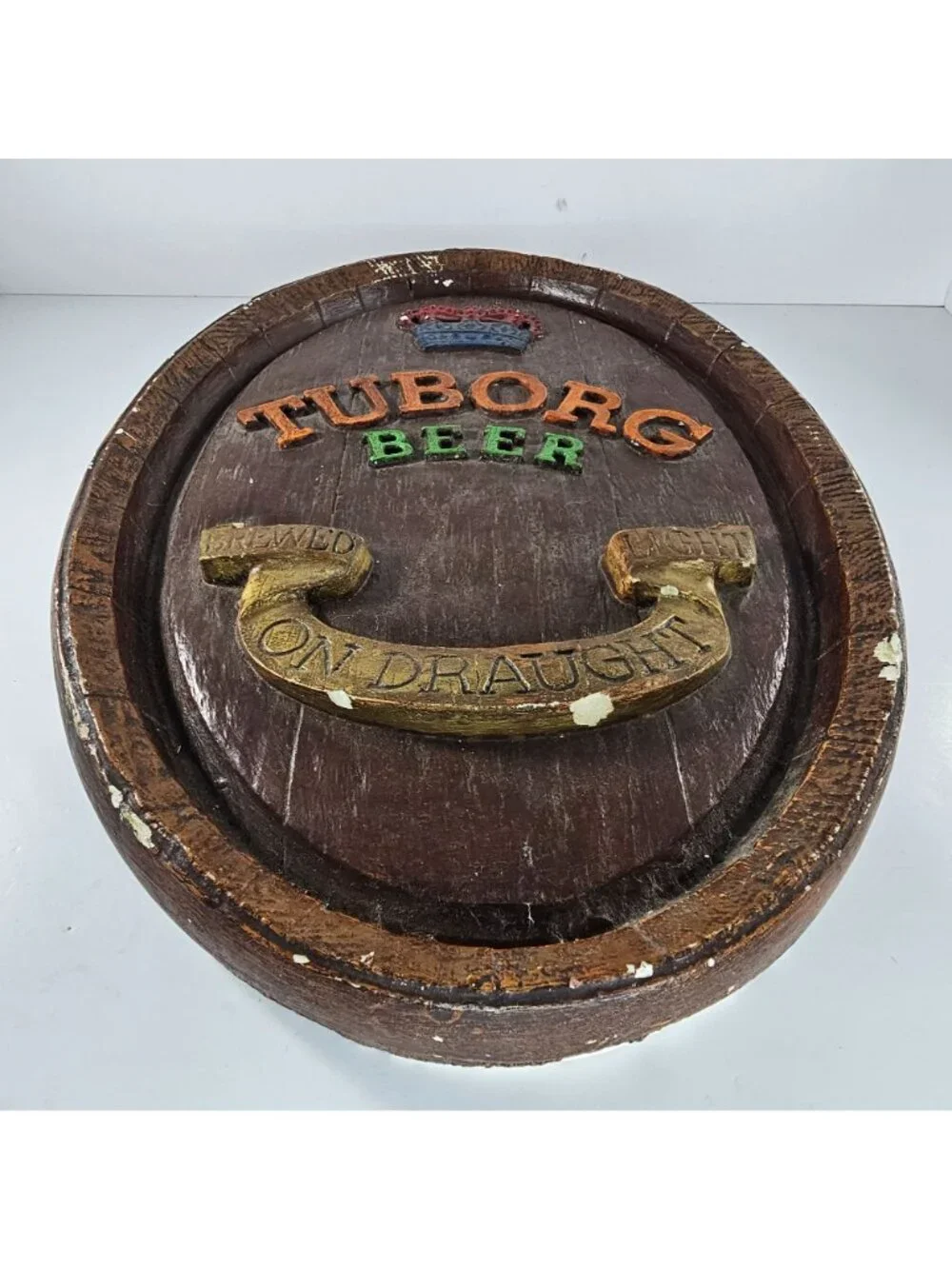 Vintage Tuborg Beer Plaque Sign Brewed Light On Draught